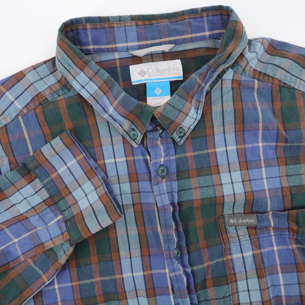Columbia Plaid Button Down Shirt Blue Long Sleeve Mens XXL